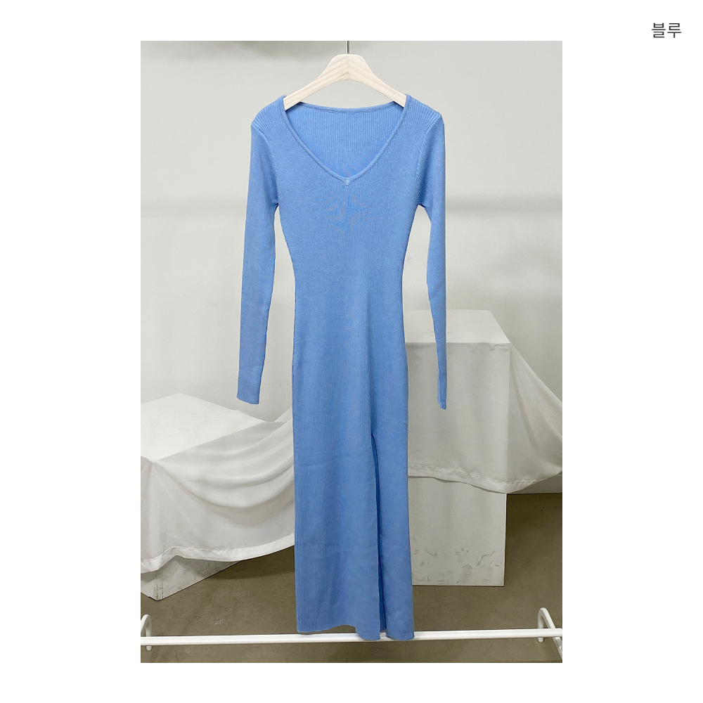 긴 드레스 블루 색상 이미지-S1L60